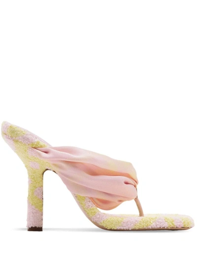 Burberry Printed Fabric Pool Check Thong Mules In White