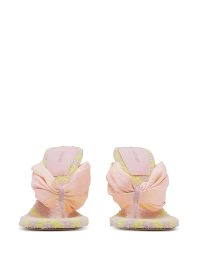 Burberry Printed Fabric Pool Check Thong Mules In White