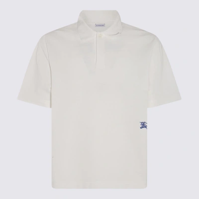 Shop Burberry White Cotton Polo Shirt In Rain