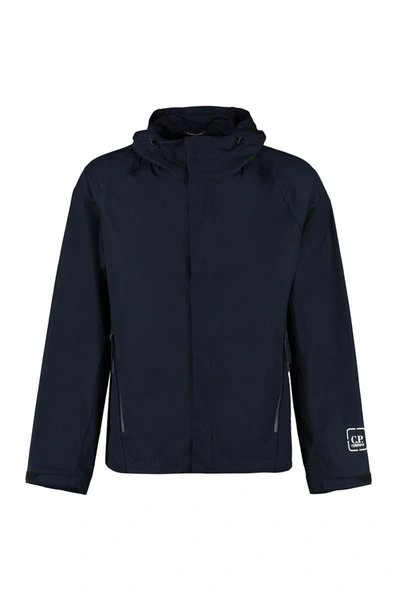 Shop C.p. Company Hooded Cotton Jacket In Blue