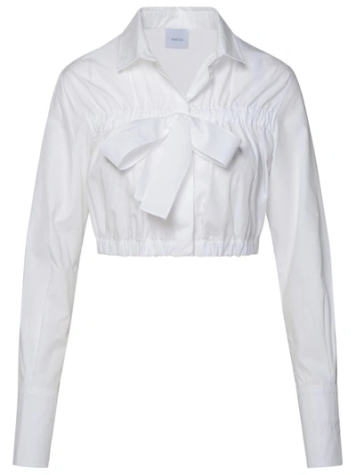 Shop Patou Crop Shirt In White Cotton