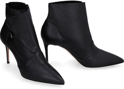 Shop Casadei Leather Ankle Boots In Black