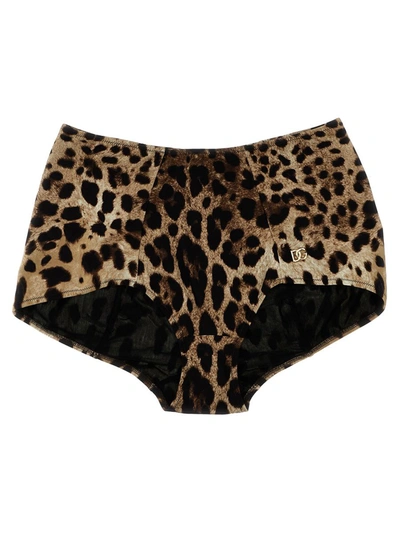 Shop Dolce & Gabbana 'leopard' Bikini Bottom In Multicolor