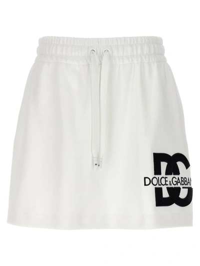 Shop Dolce & Gabbana Logo Patch Skirt In White