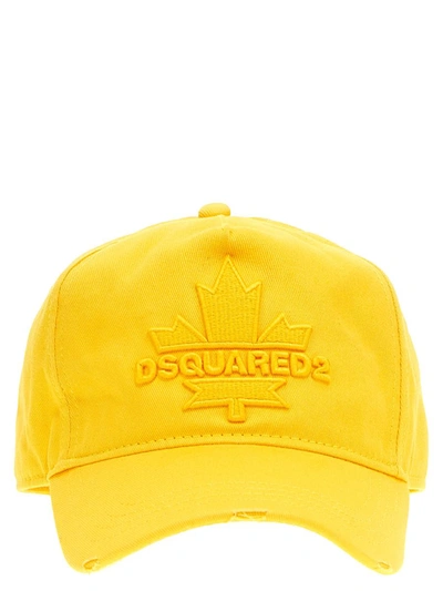Shop Dsquared2 Logo Embroidery Baseball Cap In Yellow