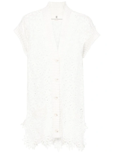 Shop Ermanno Scervino Floral Broderie Anglaise Cardigan In White