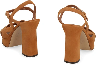 Shop Ferragamo Leather Platform Sandals In Camel