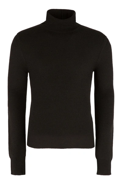 Shop Ferragamo Wool Turtleneck Sweater In Black