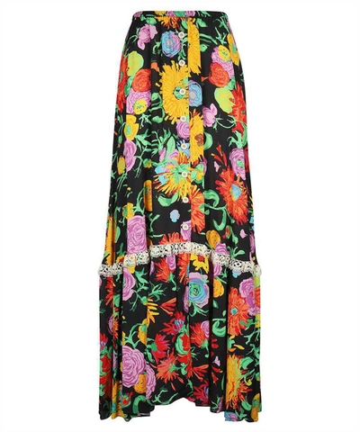Shop Gucci Printed Crepe Skirt In Multicolor
