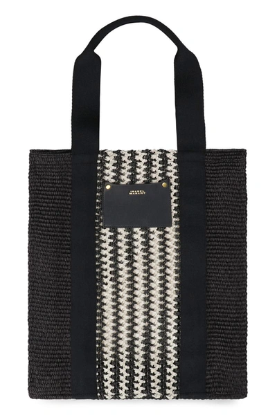 Shop Isabel Marant Aruba Canvas And Leather Shopping Bag In Black