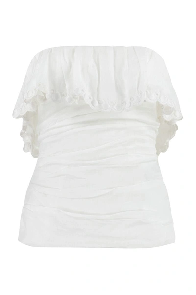 Shop Isabel Marant Orma Off-the-shoulder Top In White