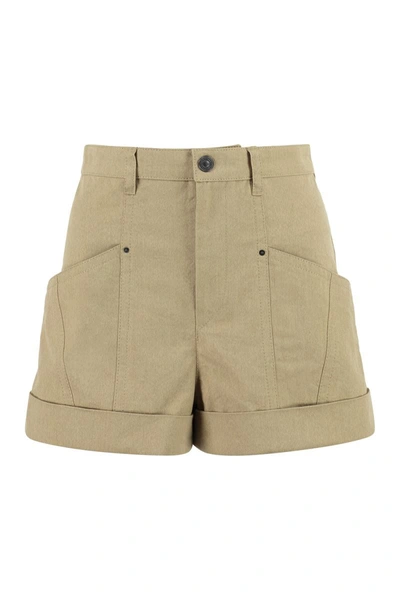 Shop Isabel Marant Tulya Cotton Shorts In Brown