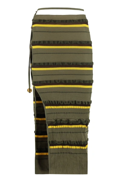 Shop Jacquemus Concha Striped Knit Midi Dress In Green