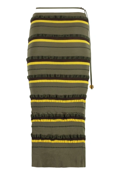Shop Jacquemus Concha Striped Knit Midi Dress In Green