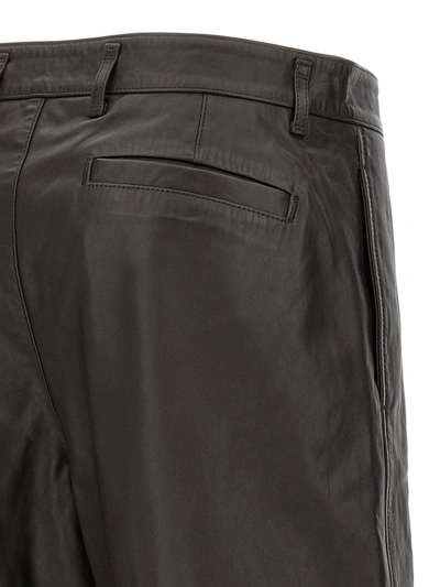 Shop Lemaire Leather Bermuda Shorts In Brown