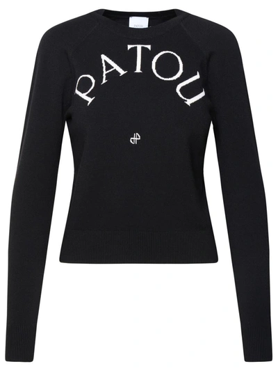 Shop Patou Black Merino Wool Blend Sweater