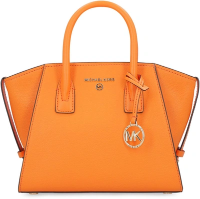 Shop Michael Michael Kors Michael Kors Avril Small Leather Handbag In Orange