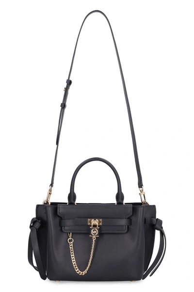 Shop Michael Michael Kors Michael Kors Hamilton Legacy Leather Handbag In Black