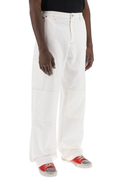 Shop Mm6 Maison Margiela Pantaloni Ampi In Tela Di Cotone In White