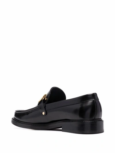 Shop Moschino Loafers With Logo In Black