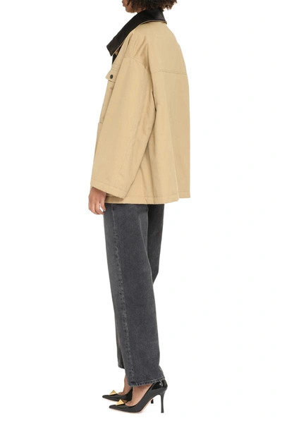 Msgm Zip And Snap Padded Jacket In Beige
