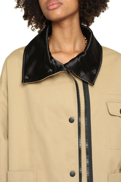 Msgm Zip And Snap Padded Jacket In Beige