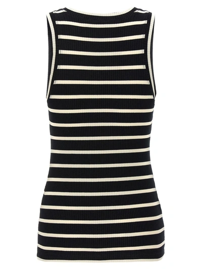 Shop N°21 Striped Ribbed Top In White/black