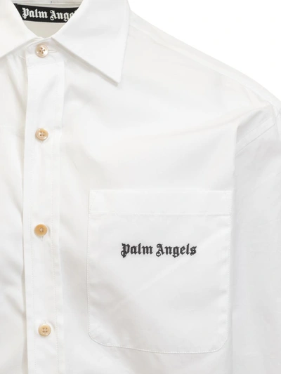 Shop Palm Angels Class Logo Shirt Ls In White