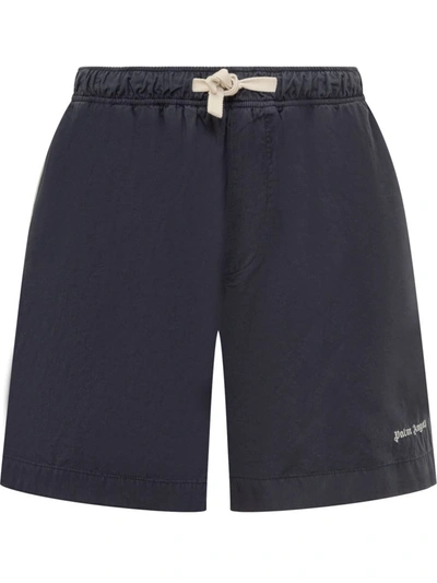 Shop Palm Angels Classic Shorts With Logo In Blue