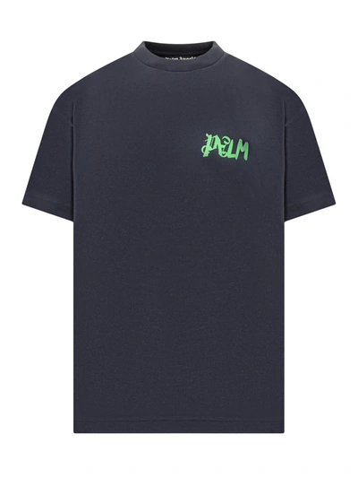 Shop Palm Angels T-shirt With I Am Lost Logo In Blue