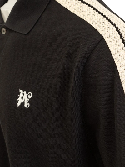 Shop Palm Angels Monogram Track Polo In Black