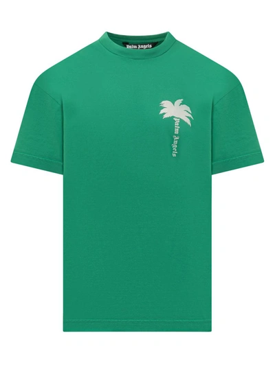 Shop Palm Angels Palm Logo T-shirt In Green
