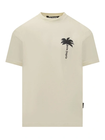 Shop Palm Angels Palm Logo T-shirt In Beige