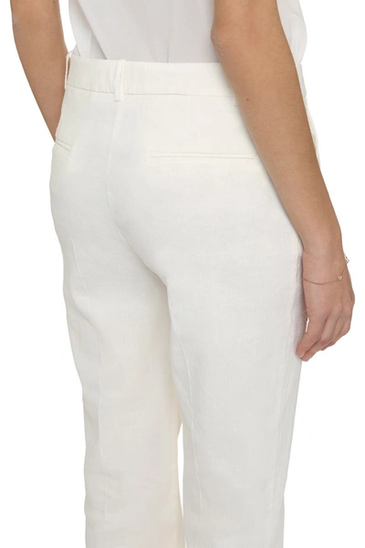 Shop Pinko Bello Slim Cigarette Trousers In White