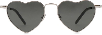 Shop Saint Laurent New Wave Sl 301 Loulou Sunglasses In Silver