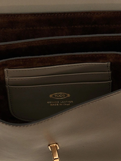 Shop Tod's Logo Shoulder Bag In Gray