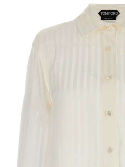 Shop Tom Ford Striped Silk Shirt In White