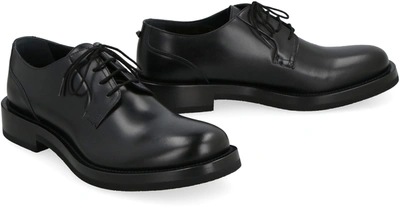 Shop Valentino Derby Rockstud  Essential Leather Lace-up Shoes In Black