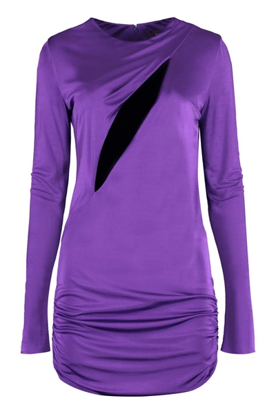 Shop Versace Jersey Mini Dress In Purple
