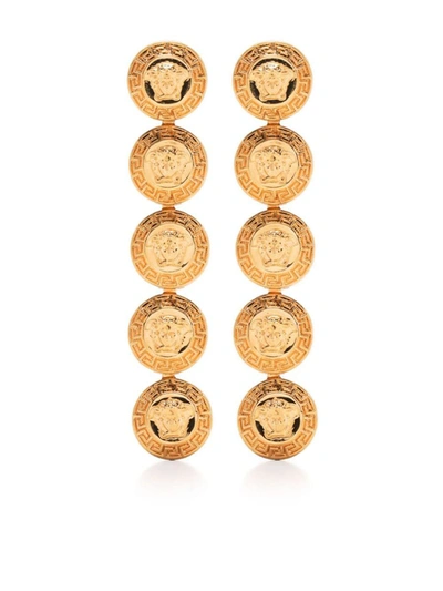 Shop Versace La Medusa Drop Earrings In Golden
