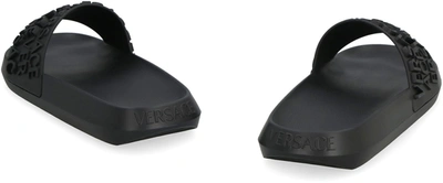 Shop Versace Logo Detail Rubber Slides In Black