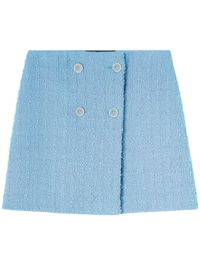 Shop Versace Tweed Mini Skirt In Clear Blue