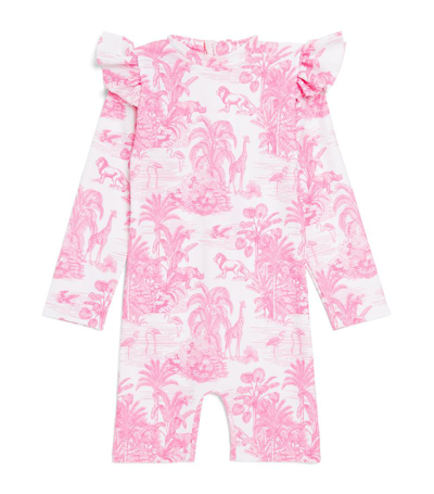 Shop Marie Raxevsky Patterned Long-sleeve Swimsuit (2-6 Years) In Pink