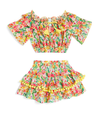 Shop Marie Raxevsky Floral Ruffle Top And Skort Set (2-12 Years) In Multi