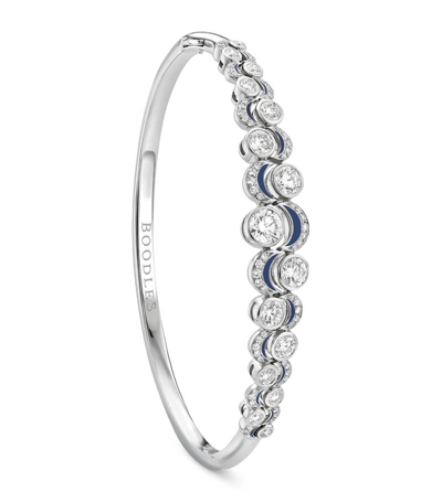 Shop Boodles Platinum And Diamond Over The Moon Bangle In Silver
