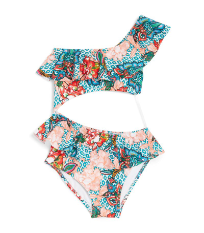 Shop Marie Raxevsky Floral Cut-out Swimsuit (2-12 Years) In Multi