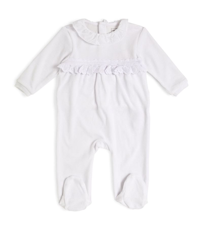 Shop Carrèment Beau Carrement Beau Organic Cotton Ruffled All-in-one (1-18 Months) In White