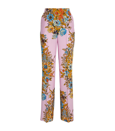 Shop Etro Floral Print Wide-leg Trousers In Multi