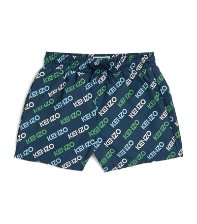 Shop Kenzo Logo Swim Shorts (2-14 Years) In Navy