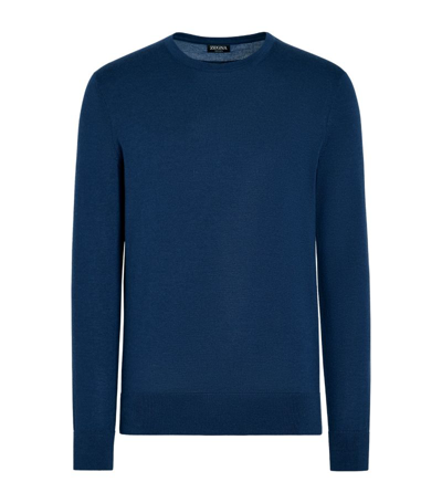 Shop Zegna Cashmere-silk Sweater In Blue